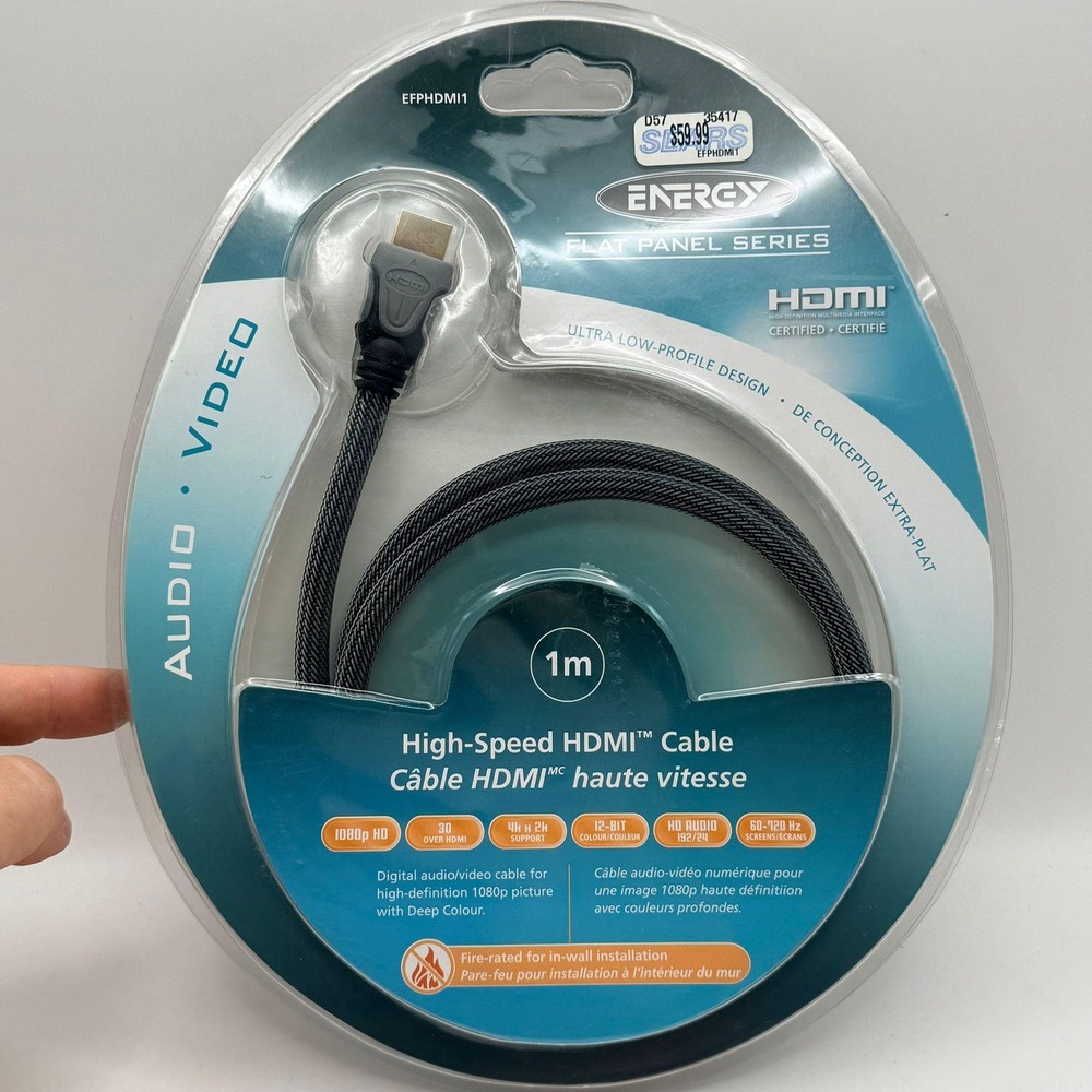 Energy Flat Panel Series High-Speed HDMI Cable 1m 1080p 4K 3D EFPHDMI1 New